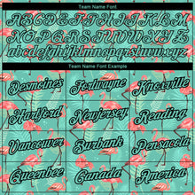 Load image into Gallery viewer, Custom Teal Black 3D Pattern Design Tropical Hawaii Flamingo Performance T-Shirt