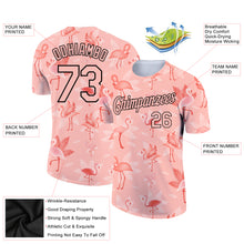 Load image into Gallery viewer, Custom Medium Pink Black 3D Pattern Design Tropical Hawaii Flamingo Performance T-Shirt
