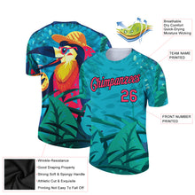 Load image into Gallery viewer, Custom Green Neon Pink-Black 3D Pattern Design Tropical Hawaii Pelican Performance T-Shirt