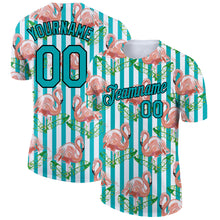 Load image into Gallery viewer, Custom White Teal-Black 3D Pattern Design Tropical Hawaii Flamingo Performance T-Shirt