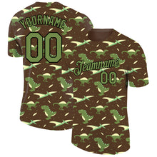 Load image into Gallery viewer, Custom Olive Neon Green-Black 3D Pattern Design Dinosaur Performance T-Shirt