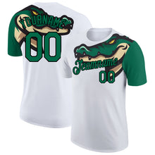 Load image into Gallery viewer, Custom White Kelly Green-Black 3D Pattern Design Crocodile Performance T-Shirt