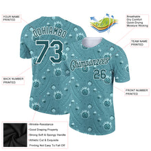 Load image into Gallery viewer, Custom Teal White 3D Pattern Design Tropical Palm Leaf And Flower Performance T-Shirt