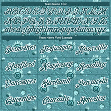 Load image into Gallery viewer, Custom Teal White 3D Pattern Design Tropical Palm Leaf And Flower Performance T-Shirt