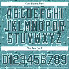 Load image into Gallery viewer, Custom Teal White 3D Pattern Design Tropical Palm Leaf And Flower Performance T-Shirt