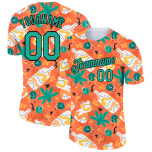 Load image into Gallery viewer, Custom Orange Aqua-Black 3D Pattern Design Abstract Doodle Performance T-Shirt
