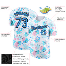 Load image into Gallery viewer, Custom White Powder Blue-Black 3D Pattern Design Abstract Doodle Performance T-Shirt