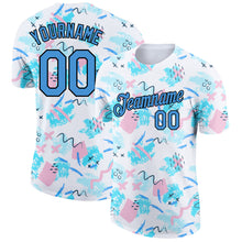 Load image into Gallery viewer, Custom White Powder Blue-Black 3D Pattern Design Abstract Doodle Performance T-Shirt