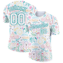Load image into Gallery viewer, Custom White Aqua 3D Pattern Design Hawaii Summer Holiday Performance T-Shirt