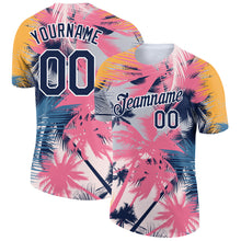 Load image into Gallery viewer, Custom White Navy 3D Pattern Design Hawaii Palm Trees Performance T-Shirt
