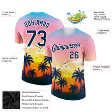 Load image into Gallery viewer, Custom Pink Navy-White 3D Pattern Design Hawaii Palm Trees Performance T-Shirt