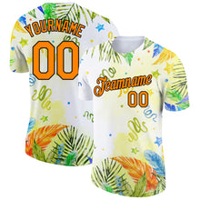 Load image into Gallery viewer, Custom White Bay Orange-Black 3D Pattern Design Hawaii Palm Leaves Performance T-Shirt