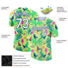 Load image into Gallery viewer, Custom Neon Yellow White-Royal 3D Pattern Design Hawaii Summer Holiday Performance T-Shirt