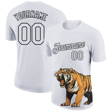 Load image into Gallery viewer, Custom White Black 3D Pattern Design Tiger Performance T-Shirt