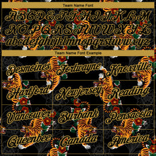 Load image into Gallery viewer, Custom Black Old Gold 3D Pattern Design Tiger Performance T-Shirt