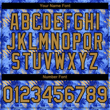 Load image into Gallery viewer, Custom Light Blue Old Gold-Black 3D Pattern Design Tropical Hawaii Palm Leaves Authentic Baseball Jersey