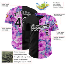Load image into Gallery viewer, Custom Pink Black-White 3D Pattern Design Tropical Flower And Hawaii Palm Leaves Authentic Baseball Jersey