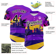 Load image into Gallery viewer, Custom Purple Black-White 3D Pattern Design Hawaii Palm Trees Authentic Baseball Jersey