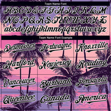 Load image into Gallery viewer, Custom Purple Black-White 3D Pattern Design Beach Hawaii Palm Trees Authentic Baseball Jersey