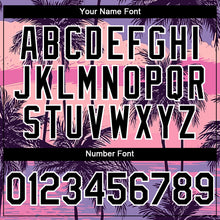 Load image into Gallery viewer, Custom Purple Black-White 3D Pattern Design Beach Hawaii Palm Trees Authentic Baseball Jersey