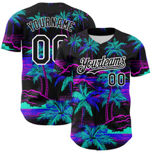 Load image into Gallery viewer, Custom Black White 3D Pattern Design Beach Hawaii Palm Trees Authentic Baseball Jersey