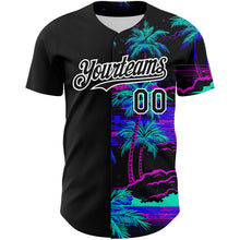 Load image into Gallery viewer, Custom Black White 3D Pattern Design Beach Hawaii Palm Trees Authentic Baseball Jersey