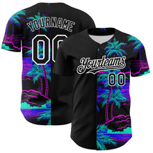 Load image into Gallery viewer, Custom Black White 3D Pattern Design Beach Hawaii Palm Trees Authentic Baseball Jersey