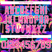 Load image into Gallery viewer, Custom Black Pink-White 3D Pattern Design Beach Hawaii Palm Trees Authentic Baseball Jersey