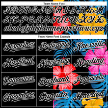 Load image into Gallery viewer, Custom Black White 3D Pattern Design Tropical Flower And Hawaii Palm Leaves Authentic Baseball Jersey