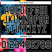 Load image into Gallery viewer, Custom Black White 3D Pattern Design Tropical Flower And Hawaii Palm Leaves Authentic Baseball Jersey