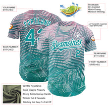 Load image into Gallery viewer, Custom Teal White 3D Pattern Design Tropical Hawaii Palm Leaves Authentic Baseball Jersey