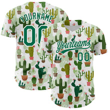Load image into Gallery viewer, Custom White Kelly Green 3D Pattern Design Cactus Festival Authentic Baseball Jersey