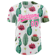 Load image into Gallery viewer, Custom White Pink 3D Pattern Design Cactus Festival Authentic Baseball Jersey