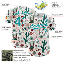 Load image into Gallery viewer, Custom White Teal 3D Pattern Design Cactus Festival Authentic Baseball Jersey