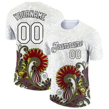 Load image into Gallery viewer, Custom White Black 3D Pattern Floral Design Performance T-Shirt