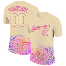 Load image into Gallery viewer, Custom City Cream Pink 3D Pattern Floral Design Performance T-Shirt