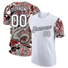 Load image into Gallery viewer, Custom White Black 3D Pattern Floral Design Performance T-Shirt