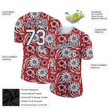 Load image into Gallery viewer, Custom Red White-Black 3D Pattern Floral Design Performance T-Shirt