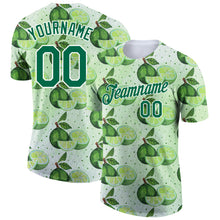 Load image into Gallery viewer, Custom Green Kelly Green-White 3D Pattern Design Lime Performance T-Shirt