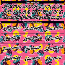 Load image into Gallery viewer, Custom Hot Pink Black-White 3D Pattern Design Hawaii Tropical Palm Leaves And Pineapple Performance T-Shirt