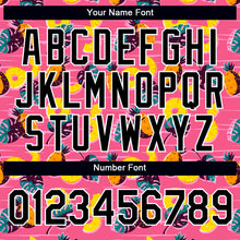 Load image into Gallery viewer, Custom Hot Pink Black-White 3D Pattern Design Hawaii Tropical Palm Leaves And Pineapple Performance T-Shirt