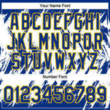 Load image into Gallery viewer, Custom Royal White-Yellow 3D Pattern Design Abstract Sharp Shape Performance T-Shirt