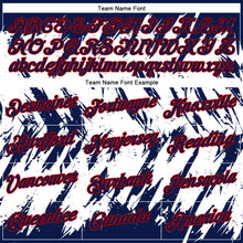 Load image into Gallery viewer, Custom Navy White-Red 3D Pattern Design Abstract Sharp Shape Performance T-Shirt