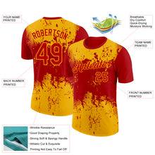 Load image into Gallery viewer, Custom Red Gold 3D Pattern Design Dripping Splatter Art Performance T-Shirt