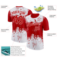 Load image into Gallery viewer, Custom Red White 3D Pattern Design Dripping Splatter Art Performance T-Shirt
