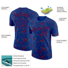 Load image into Gallery viewer, Custom Royal Red 3D Pattern Design Abstract Network Performance T-Shirt