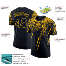 Load image into Gallery viewer, Custom Black Gold 3D Pattern Design Abstract Sharp Shape Performance T-Shirt