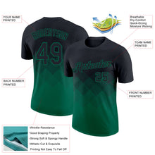 Load image into Gallery viewer, Custom Black Kelly Green 3D Pattern Design Gradient Square Shapes Performance T-Shirt