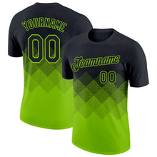 Load image into Gallery viewer, Custom Black Neon Green 3D Pattern Design Gradient Square Shapes Performance T-Shirt