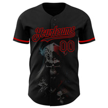 Load image into Gallery viewer, Custom Black Red 3D Skull Fashion Authentic Baseball Jersey